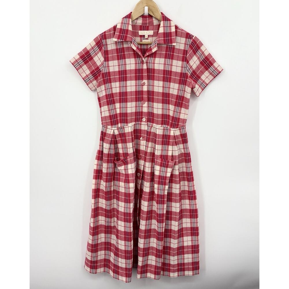 Suzie Kondi Dimitra Shirt Dress Women Xsmall Plaid Cottage Whimsy Retro Prairie